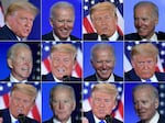 This combination of pictures shows Donald Trump and Joe Biden during the final debate at Belmont University in Nashville, Tenn., on Oct. 22, 2020.