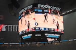 FILE - The jumbotron at the Moda Center on Oct. 22, 2025 in Portland, Ore. The arena is one of the oldest in the National Basketball Association that hasn't undergone major renovations.