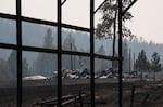 A burned structure near the unincorporated community of Friend, Ore., on Aug. 14, 2026.