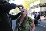 Protester Linda Senn was pepper-sprayed by police while they were clearing City Hall, October 2016.