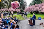 President Joe Biden addresses forests’ role in fighting climate change during an Earth Day visit to Seattle in 2022. Biden signed an executive order intended to preserve mature and old-growth forests on public lands.