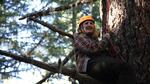 Kate Armstrong climbing up to tree camp. She and her fellow Cascadia Forest Defender protesters are concerned about a plan to log 120-year-old forests on O&C Lands.