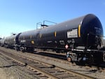 Tank cars carrying crude oil at BNSF Railway's Willbridge Yard in Northwest Portland. BNSF Trains carry Bakken crude through Washington and into Portland, where they transfer to a shortline headed to a terminal in Clatskanie, Oregon.