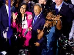 CHICAGO, ILLINOIS - AUGUST 20: Rapper Lil Jon (R) performs with the Georgia delegation during the Ceremonial Roll Call of States on the second day of the Democratic National Convention at the United Center on August 20, 2024 in Chicago, Illinois. Delegates, politicians, and Democratic Party supporters are gathering in Chicago, as current Vice President Kamala Harris is named her party's presidential nominee. The DNC takes place from August 19-22. (Photo by Chip Somodevilla/Getty Images)