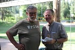 Kim Stafford, right, chosen as Oregon’s next poet laureate, with the Josephy Center's Rich Wandschneider (left).