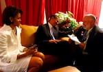 Kevin Lampe, right, with Barack and Michelle Obama backstage at the 2004 Democratic National Convention.