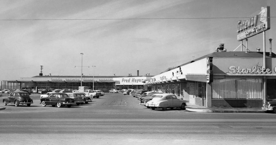 An undated photo of Fred Meyer grocery store in the Gateway Shopping Center on Northeast Halsey St. The shopping center opened in 1954.