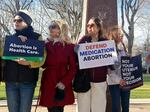 Abortion rights advocates gather in front of the J. Marvin Jones Federal Building and Courthouse in Amarillo, Texas, on Wednesday. U.S. abortion opponents are hoping to get a national ban on a widely used abortion pill through their lawsuit against the FDA.