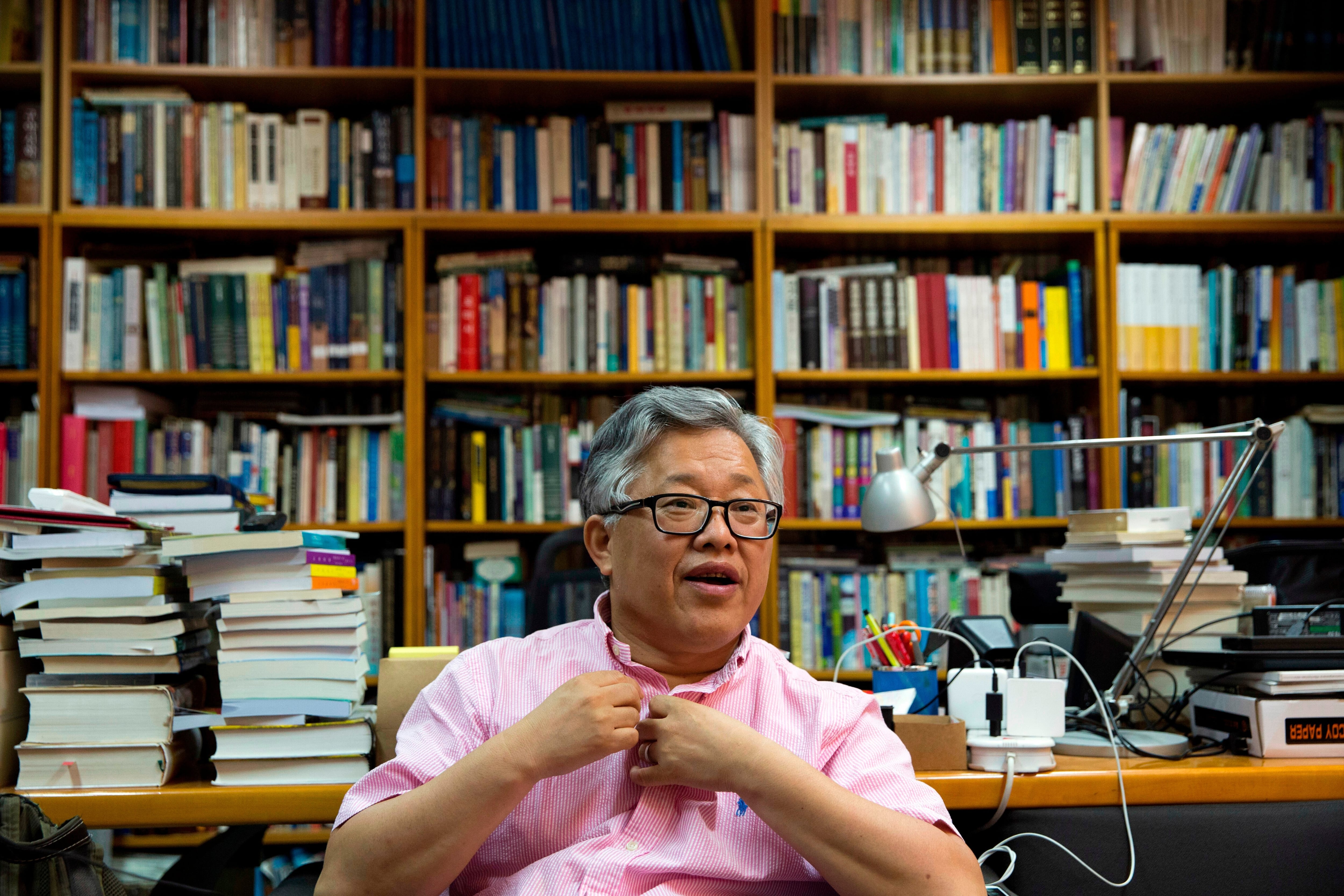 FILE - Pastor Ezra Jin Mingri speaks during an interview at the Zion Church in Beijing, China, Wednesday, Aug. 1, 2018.