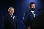 Rep. Mike Lawler, Republican from New York, speaks as President Trump looks on during an event in Suffern, New York, part of Lawler's district, on May 22. Lawler is one of the most vulnerable Republicans in the 2026 midterm elections.