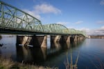 A large bridge crossing the Columbia River between Oregon and Washington.