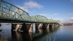 A large bridge crossing the Columbia River between Oregon and Washington.