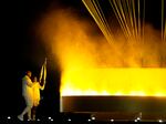 The cauldron is lit by torch bearers Marie-Jose Perec and Teddy Riner in Paris, France, during the opening ceremony of the 2024 Summer Olympics, Friday, July 26.