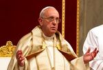 FILE - Pope Francis attends a prayer on the occasion of the World Day of the Creation's care in St. Peter's Basilica at the Vatican, Tuesday, Sept. 1, 2015.