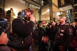 Right wing Patriot Prayer protestors hold a rally outside of a Hillary Clinton speaking event in Downtown Portland Dec. 12, 2017.