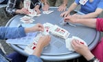 Protesters made patches to hand out on Friday, May 8 outside of Hannon Library on Southern Oregon University's campus.