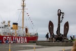 FILE - Children play around an anchor installation outside the Columbia River Maritime Museum on August 10, 2024. The museum began a $30 million expansion project in March which is expected to wrap up in 2026. 