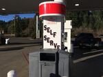 Signs like this are a rarity in Oregon. This station is operated by the Confederated Tribes of Grande Ronde.