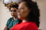 Lorena Abalos, right, and son Andy in their home in Washington's Yakima Valley on June 13, 2023.