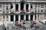 Pallbearers carry the coffin of late Pope Francis