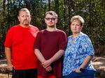 Bryan and Aubrey Fryday and their son Hayden (center), age 20. In 2016, Hayden’s older brother Nathan, 22, was killed when the walls of a trench collapsed on him while he was working construction in Lockhart, Texas. 