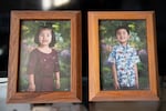 Photos of Kirby Paradise’s children are seen Saturday, April 19, 2025, at Cletus Paradise’s home on the Duck Valley Reservation.