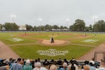 The first game of the Women's Professional Baseball League, hosted at Robin Roberts Stadium. The 5,200 seat stadium sold out for Opening Day and remained well attended in spite of persistent rain. Springfield, IL, August 2, 2026.