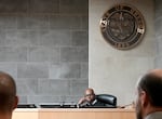 Raymond D. Crutchley, a judge for the 11th Judicial District Circuit Court of Oregon, listens as evidence is presented in a bench trial over water rights for the Thornburgh resort in Central Oregon, Nov. 7, 2024.