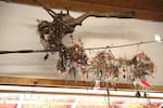 Not all problems along the river are a result of navigability. This knot of discarded and tangledfishing lures is displayed on July 30, 2026, at Hebo Deli & Sporting Goods store near Three Rivers.