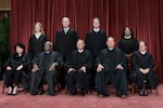 Members of the Supreme Court sit for a group portrait following the addition of Associate Justice Ketanji Brown Jackson last October.