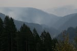 Smoke from the 36 Pit Wildfire, burning southeast of Estacada, Ore.