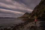 A member of the Cape Froward expedition group hike 8.6-kilometer from Cruz de los mares to Rio Nodales, crossing rugged and remote landscapes that lead us through valleys and steep coastlines. Patagonia, Chile, on Sunday, November 3, 2024. Tamara Merino for NPR.