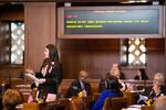 Oregon state Sen. Shemia Fagan, D-Portland, at the start of the 2019 legislative session at the State Capitol in Salem, Ore., Monday, Jan. 14, 2019.