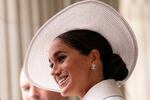 Meghan, Duchess of Sussex, is seen in London on June 3, 2022, during celebrations to mark the Platinum Jubilee of Queen Elizabeth II. The wife of Prince Harry is not expected to be seen at Charles' coronation.
