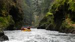 A raft navigates a gorge just below the former site of the Condit Dam on the White Salmon River. 