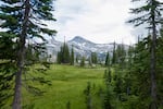 FILE — Eagle Cap, the central peak in northeastern Oregon’s Eagle Cap Wilderness, can be seen from the East Lostine River drainage on Aug. 7, 2023. Changes to the Blue Mountains Forest plans would affect this region. 