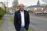 Portland City Councilman Mingus Mapps poses in front of his house in southwest Portland, Ore., on Nov. 16, 2021.