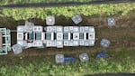 This image collected from video footage in November 2022 reveals a bird's-eye view of flying autonomous robots in Prosser, Washington. 