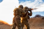 U.S. Army Rangers fire an AT4 at a range on Camp Roberts, California. 