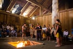 Māori visitors from New Zealand perform to open cultural sharing night at Wellness Warrior Camp.