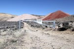 Toxic tailings from an old mercury mine still loom large on the landscape in southeast Oregon near the Nevada state line on April 4, 2025. A different mining company plans to do exploratory drilling for lithium in the surrounding McDermitt Caldera.