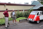 Hans Schaufus (right) has been friends with museum director Joseph Govednik (left) for years, and knew he wanted to donate an old Remington rifle to the museum's collection. 