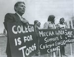 Community members participate in a demonstration in support of Colegio César Chávez in this undated photo supplied by Karen Olivo of Movimiento.