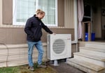 Adaptive Heating and Cooling owner Mitch Baker has focused on installing heat pumps through the state’s Rental Heat Pump Program in manufactured homes in Eugene. His company was able to secure funding to install more than 200 units in the area. Pictured on March 27, 2025.