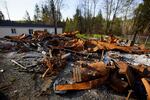 Rubble of a house destroyed by fire.