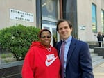 Baltimore attorney Joseph Loveless with Keisha, a tenant he recently represented in rent court. Maryland is among a growing number of places that guarantee lawyers for low-income renters facing eviction. (Keisha didn't want to give her last name for fear of retaliation from her landlord.)