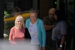 May Martinez, left, mother of murder victim Colleen Slemmer, walks out of Riverbend Maximum Security Institution during a stay of the planned execution of Christa Pike, Wednesday, Sept. 30, 2026, in Nashville, Tenn.
