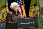 U.S. Treasury Secretary Janet Yellen speaks during a visit to the Financial Crimes Enforcement Network in Vienna, Va., on Jan. 8.