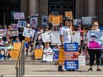 Family members speak about the victims of the mass shooting in Uvalde, Tex. during a March For Our Lives rally on Aug. 27, 2022 in Austin.