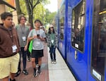 Campers take public transportation to a field trip touring Multnomah County's bridges on Aug. 4, 2025.